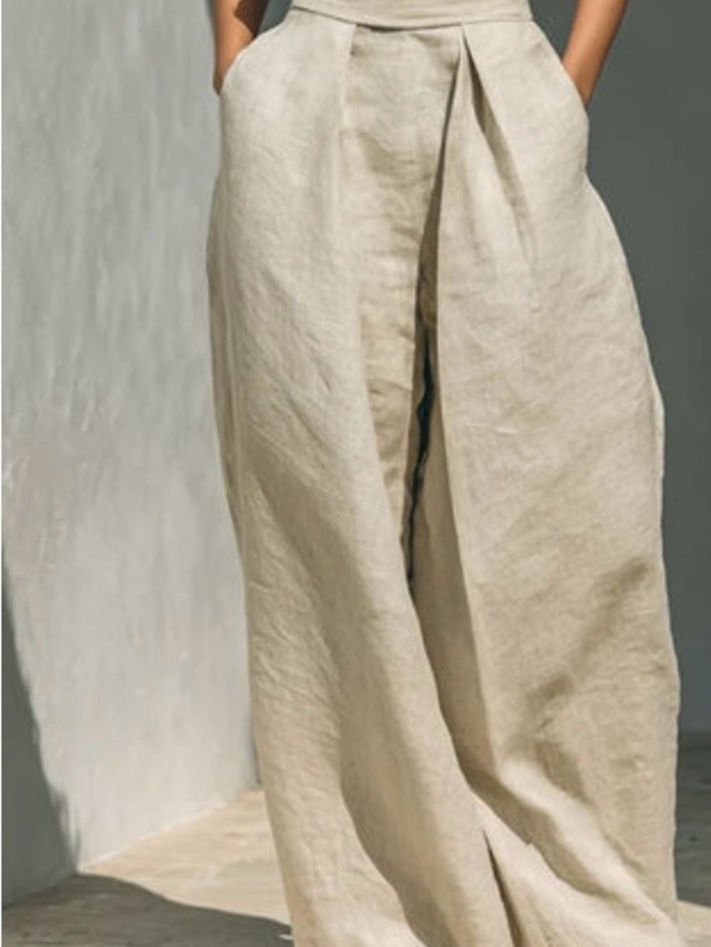 Ivory Turtle Neck Sleeveless Top and Pants Set- Plus Size Available - Picture 4 of 4